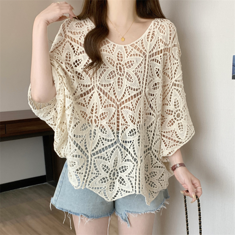 Crochet Top Boho - Top in pizzo all'uncinetto da donna,
