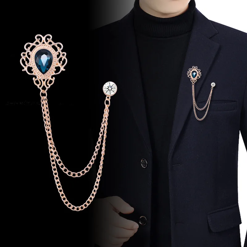 Vintage Fashion Jewelry - Nuovo vintage nappa catena strass spilla
