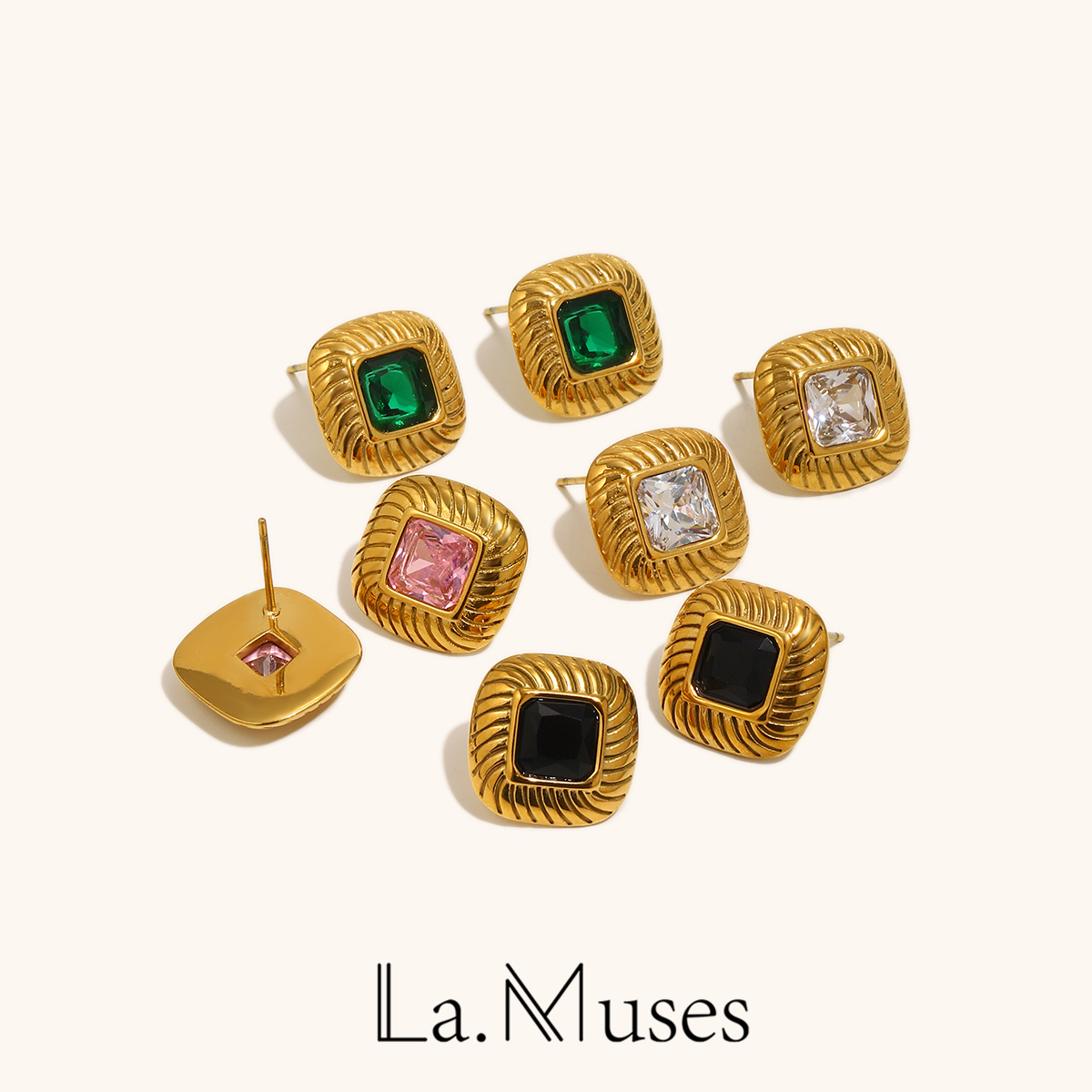 Vintage Fashion La - La. Muses Orecchini classici vintage quadrati