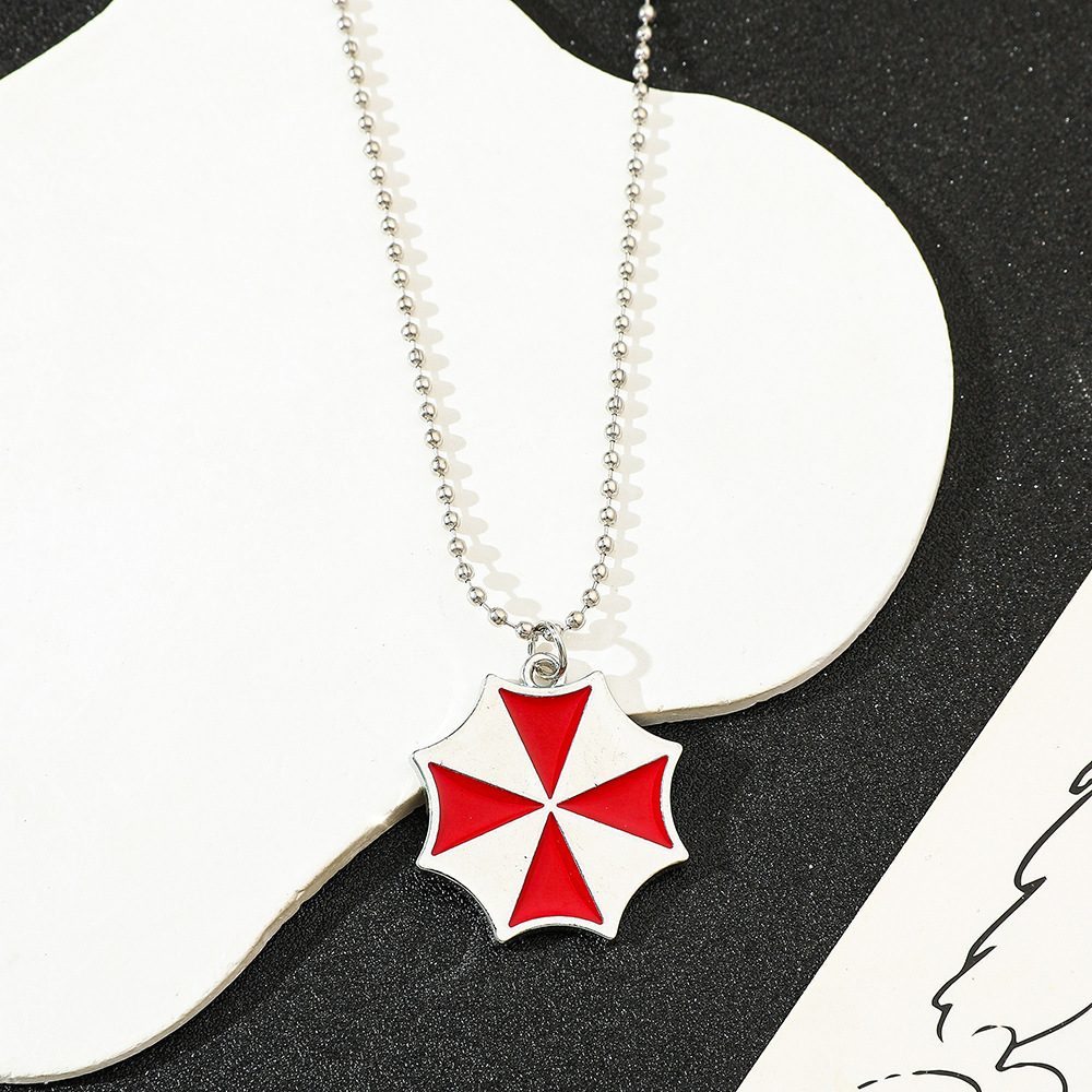 Vintage Fashion Jewelry - Collana con Ciondolo Ombrello Rosso Vintage,