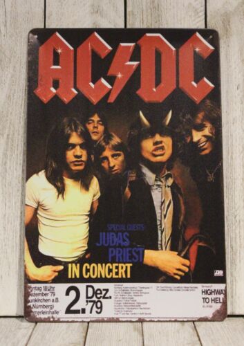 Vintage Fashion Posters - Poster in Metallo Stile Vintage AC/DC,