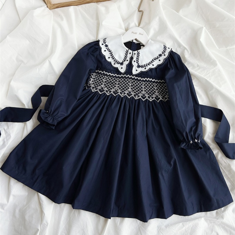 Vintage Fashion La - Abito Vintage Blu Scuro per Bambine