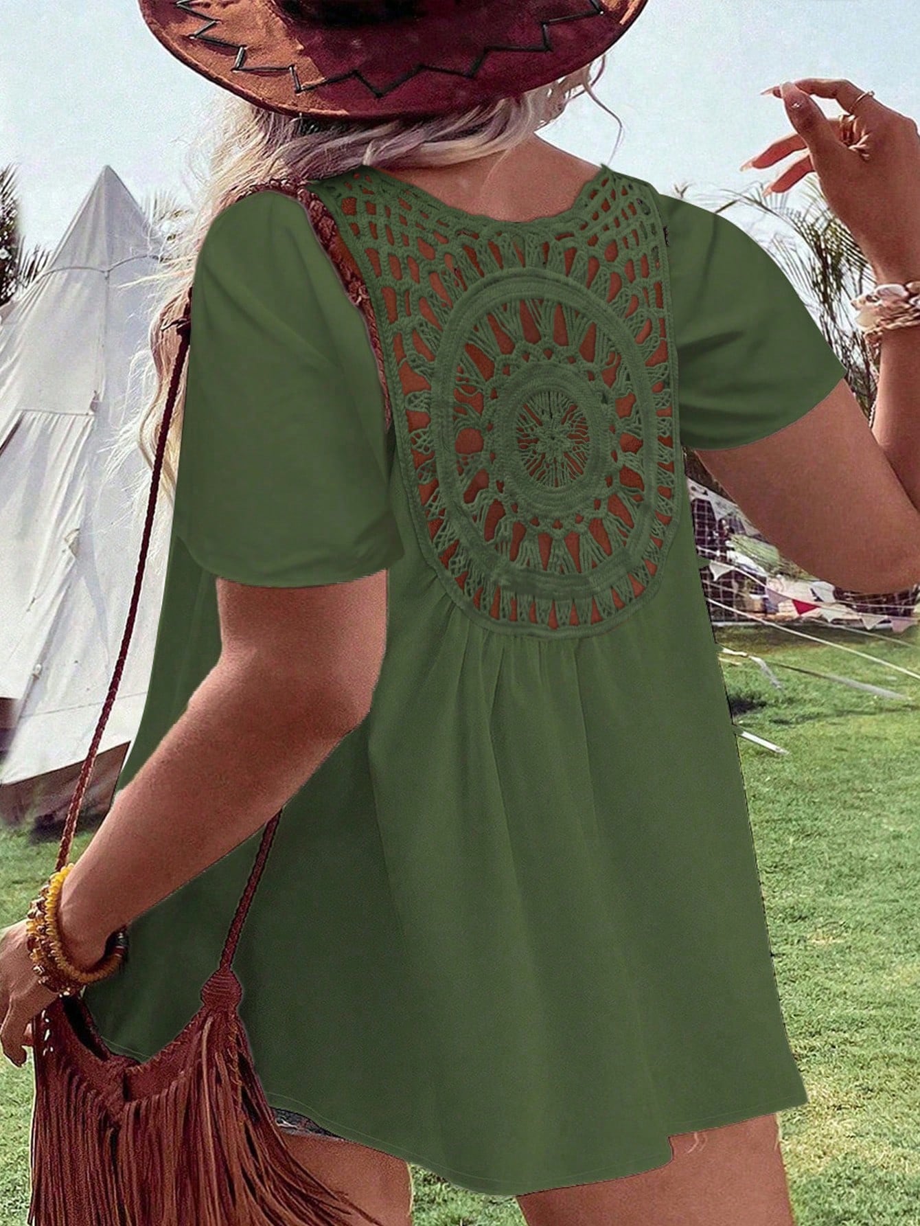 Crochet Top Boho - Camicetta da donna taglie forti con