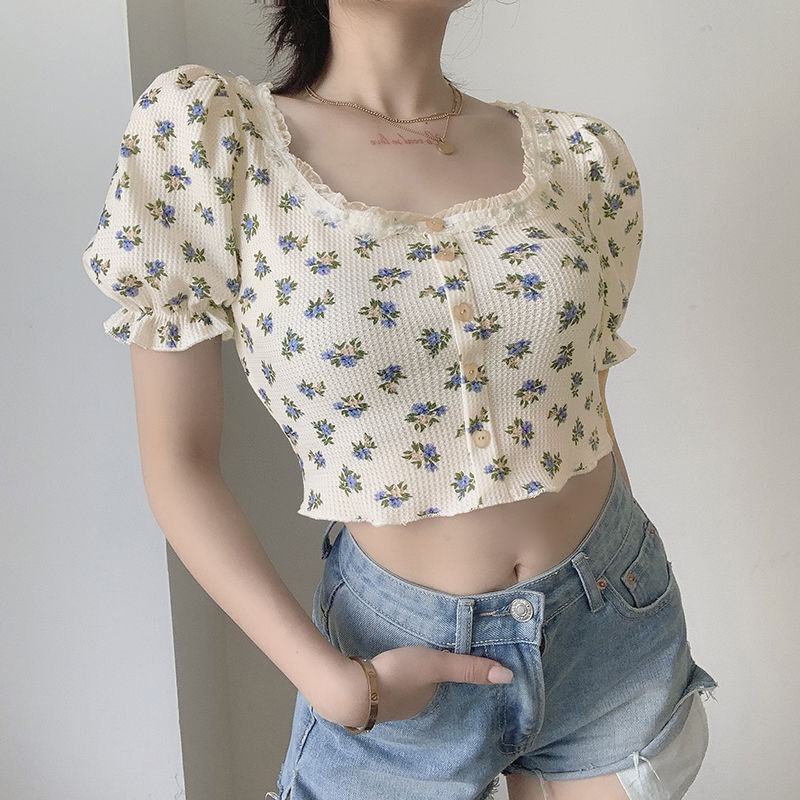 Retro Vintage Korean Fashion - T-Shirt Floreale Giapponese Stile Y2K K-Fashion,