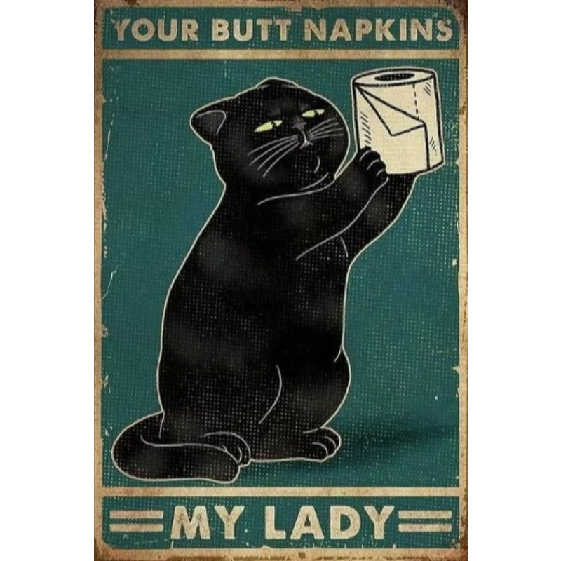 Vintage Fashion Posters - Targa in metallo con gatto divertente