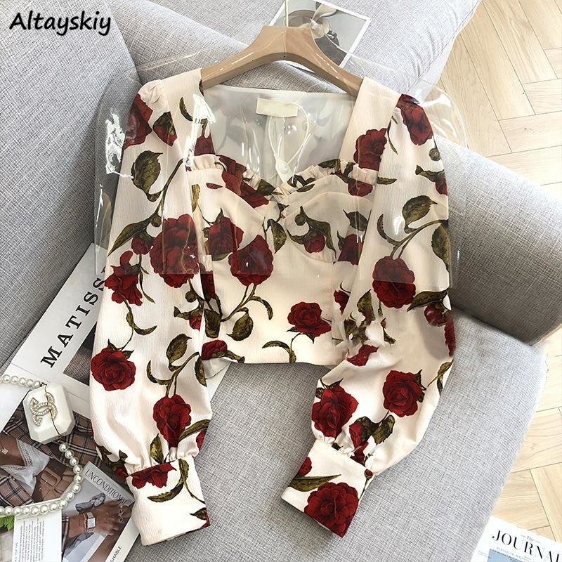 Retro Vintage Korean Fashion - S-3XL Rose camicette per le donne