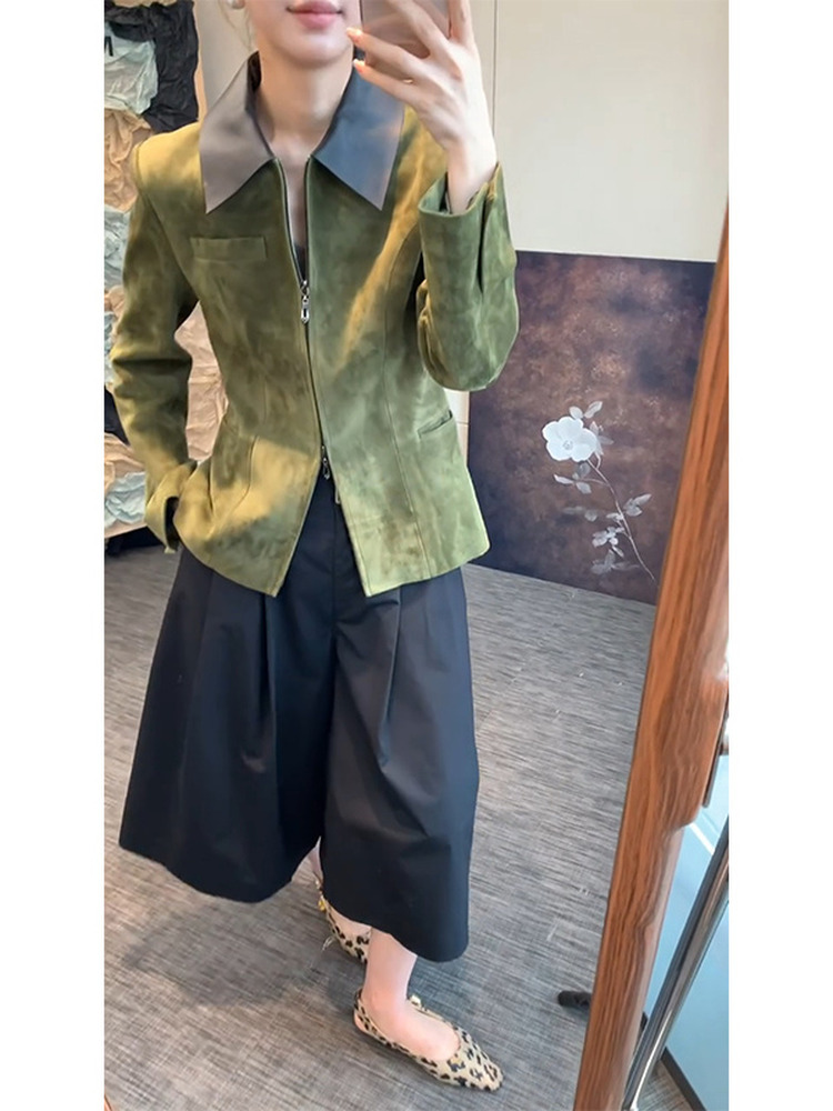 Giacca in Camoscio Verde Stile - Retro Vintage Korean Fashion recensione e prezzo