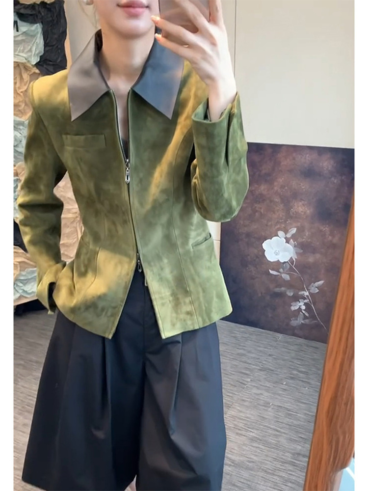 Giacca in Camoscio Verde Stile - Retro Vintage Korean Fashion recensione e prezzo