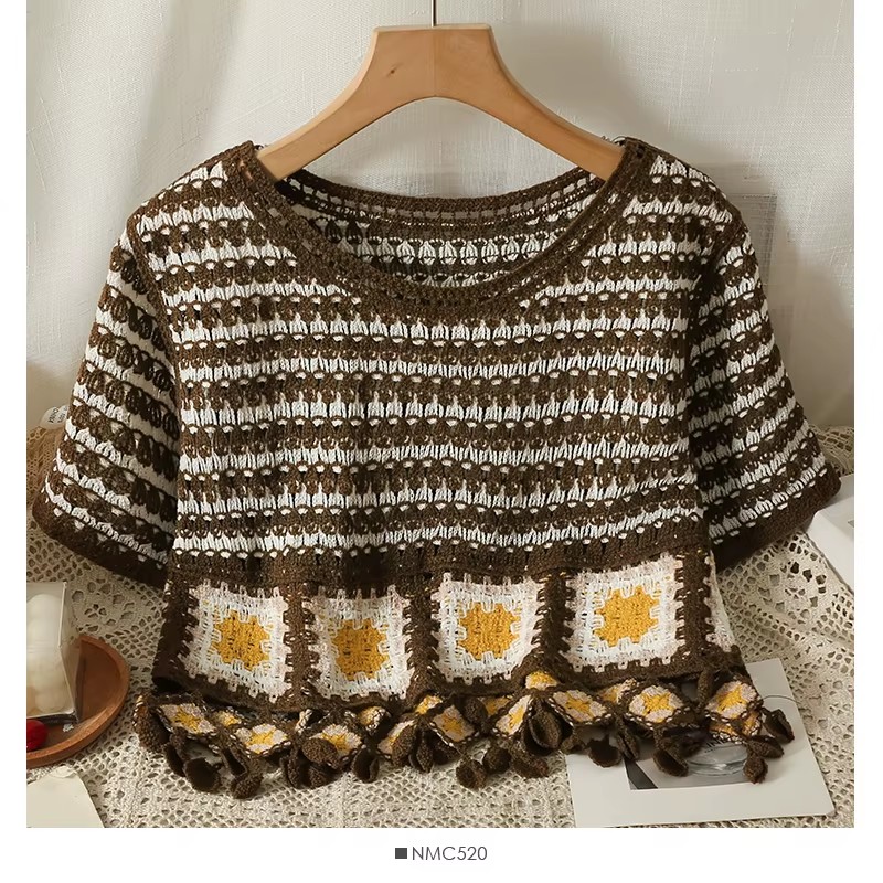 Top a Maniche Corte con Motivo - Crochet Top Boho recensione e prezzo