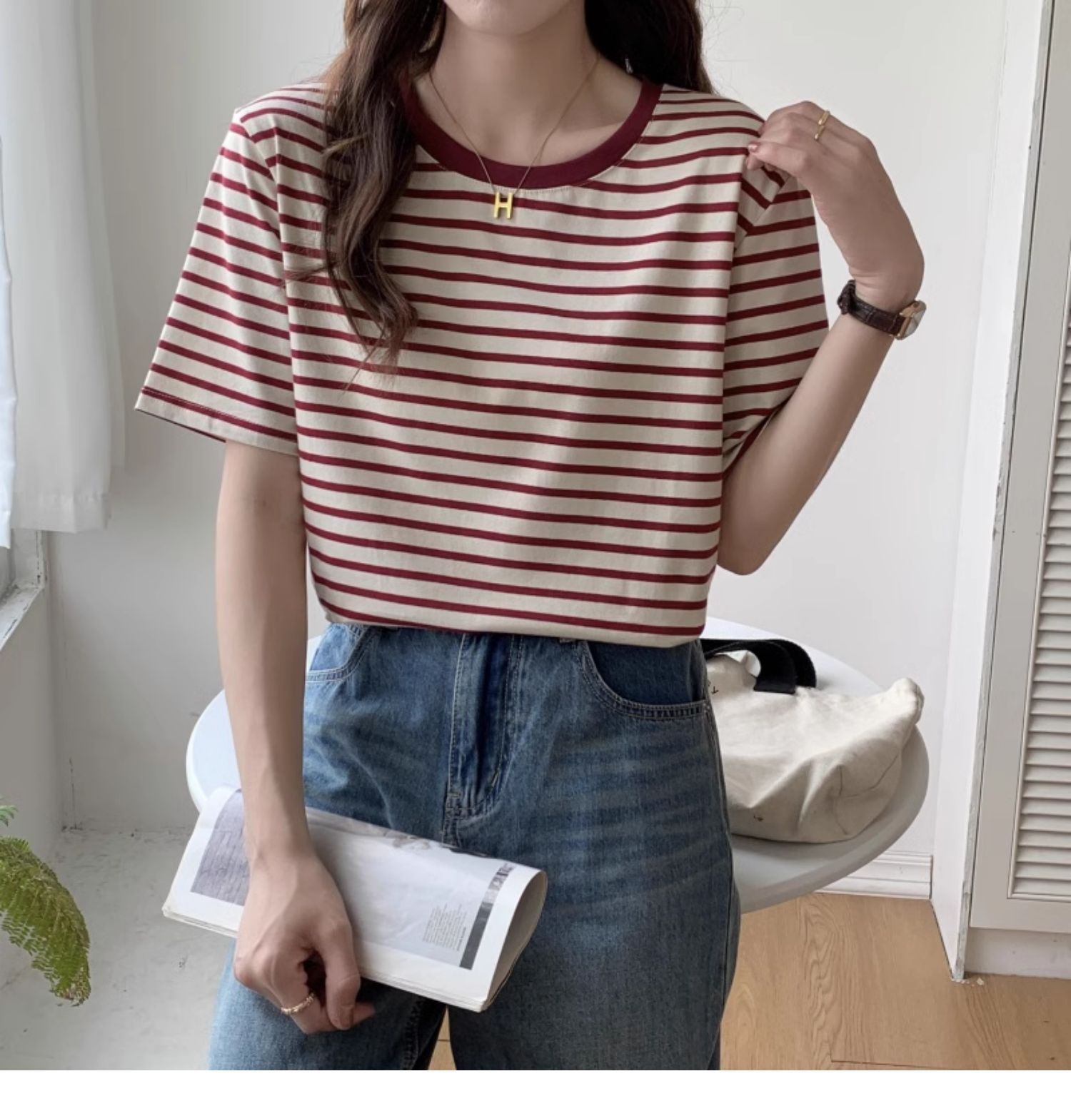 T-shirt a Righe Vintage da Don - Retro Vintage Korean Fashion recensione e prezzo
